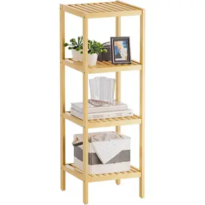 4-Tier Bamboo Storage Shelf, Multifunctional Organizer for Bathroom Living Room Kitchen Natural