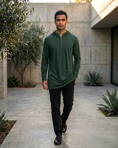 Premium Olive Green Jersey Hooded Kurta