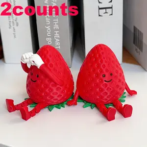 Two Cute Strawberry Decorations, Cute Figurines, Desktop Healing Items, Ideal Gift for Christmas, Thanksgiving, Valentine's Day, Birthday, Holiday Gifts