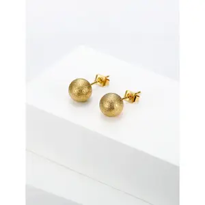 European and American Cream Style | Matte Golden Bead Earrings | Versatile Earrings for Daily Commuting Atmosphere