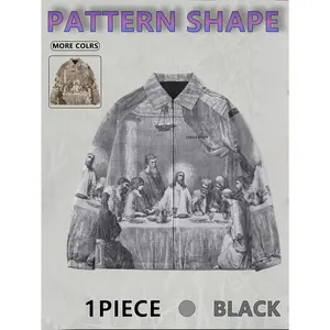 Men's Casual Varsity Jesus Jacket Vintage Lightweight Bomber Jackets Classic Fabric Menswear soft fabric Fashion Stylish,Streetwear,fall outfits