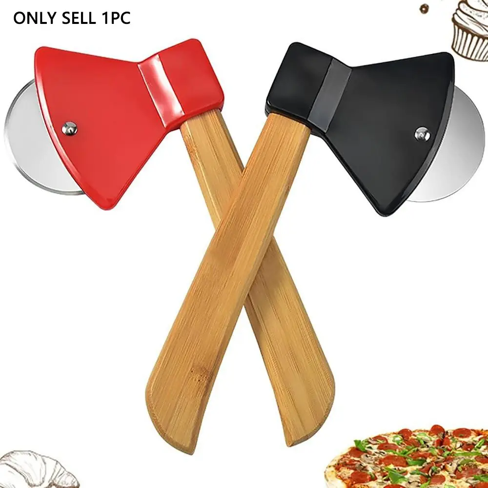 Pizza Cutter Wheel, Axe Shaped Stainless Steel Kitchen Gadgets Pizza Knife With Wood Handles and Sharp Rotating Blades, Pizza Slicer Rolling Cutter for Pies, Cookies, Bread, Cakes, Kitchenware