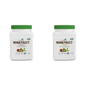 Morning Pep Monk Fruit Sweetener, Classic | White Sugar Substitute 2.5 lb and Morning Pep Monk Fruit Sweetener, golden Sugar Substitute, 2.5 lb