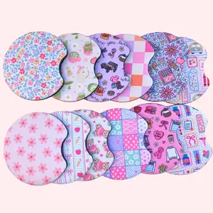 Car Coasters - Pack of Two Premium Neoprene Coasters for Cup Holders Cute Car Accessories Gift For Drink Lovers