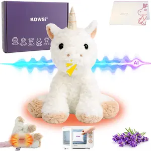 KOWSI AI Interactive Talking Unicorn Plush – 1.4LB Microwavable Heatable Stuffed Animal with Tourmaline Lavender Heat Pad - 12" Educational STEM Toy to Learning Language Voice-Activated