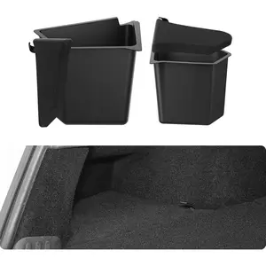 New Version 2022-2024 Tesla Model Y Trunk Organizer, Trunk Storage Bins with Carpeted Lid, Waterproof Rear Side Box Interior Accessories For Model Y 5-Seater