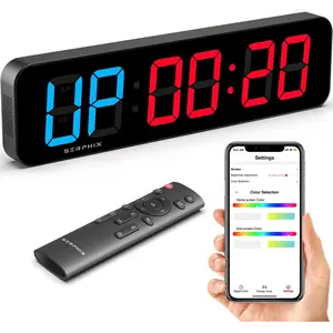 15.2" Large Digital Gym Wall Clock Timer with App & Remote Control, Customizable LED Colors, Count Down & Up Stopwatch for Fitness Classroom Home Garage Outdoor