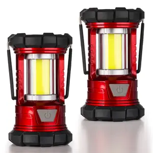 2 PACK Rechargeable Camping Lantern, 1500LM 3 Light Modes Camping Light Phone Charger LED Compact Flashlights Torch, Portable Waterproof Hurricane Lanterns for Emergency, Outdoor, Power Outage