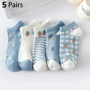 5 Pairs Strawberry Mesh Socks