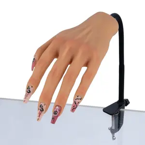 Silicone Practice Hand for Acrylic Nails, Mannequin Hands with Adjustable Bracket, Life Size Fake Hand for DIY Nails Nail Art Beginners Nail Salon Artists