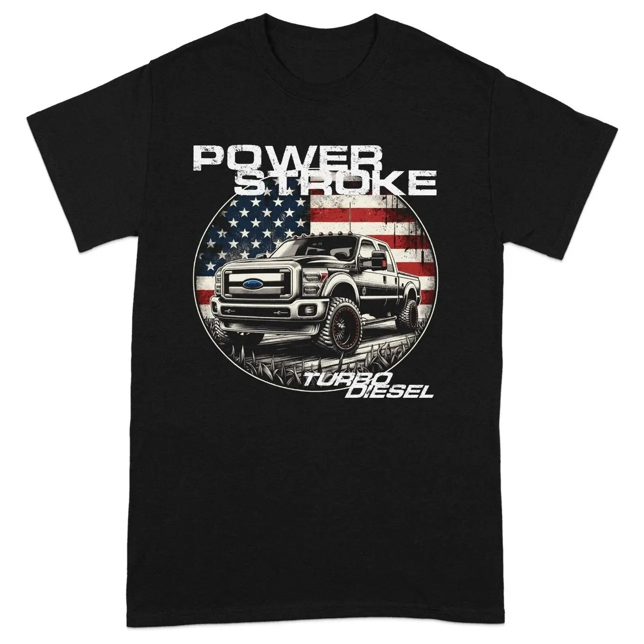 Powerstroke Turbo Diesel Truck American Flag Rolling Coal T-Shirt Sweatshirt Hoodie, Car Enthusiast and Fans Gift