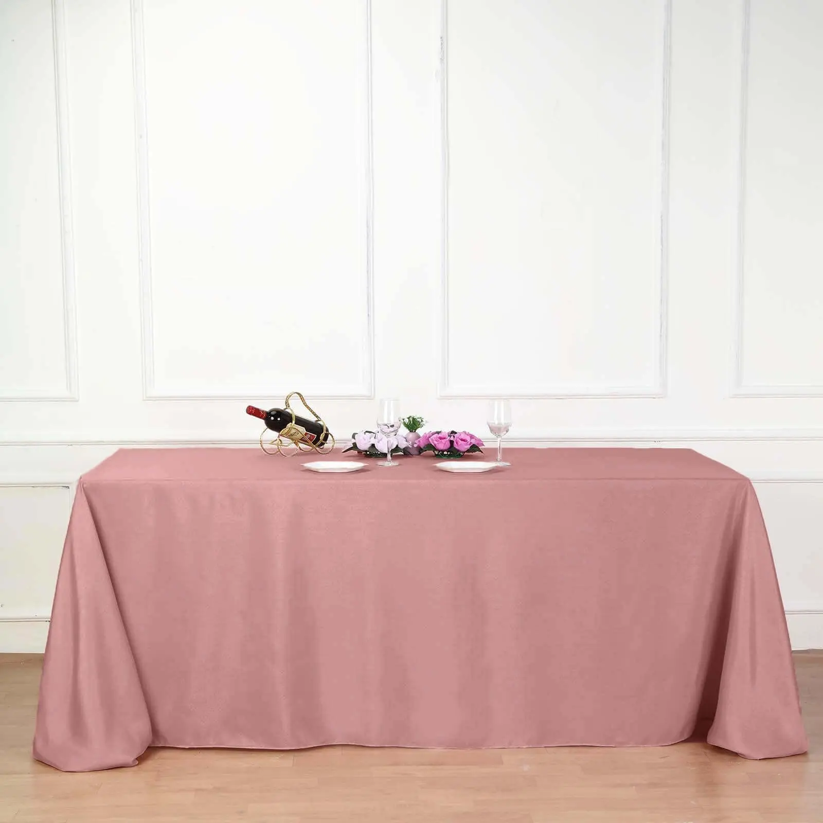 Dusty Rose Polyester Rectangle Tablecloth - 90"x132" Seamless Finish, Ideal for Party Decor, Ceremony, Anniversary Celebration, Household Kitchen Linens
