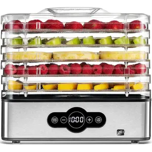 Food Dehydrator Machine | 5 Stackable Stainless Steel Trays Jerky Dryer with Digital Adjustable Timer & Temperature Control - Electric Food Preserver for Fruits, Veggies, Meats & Dog
