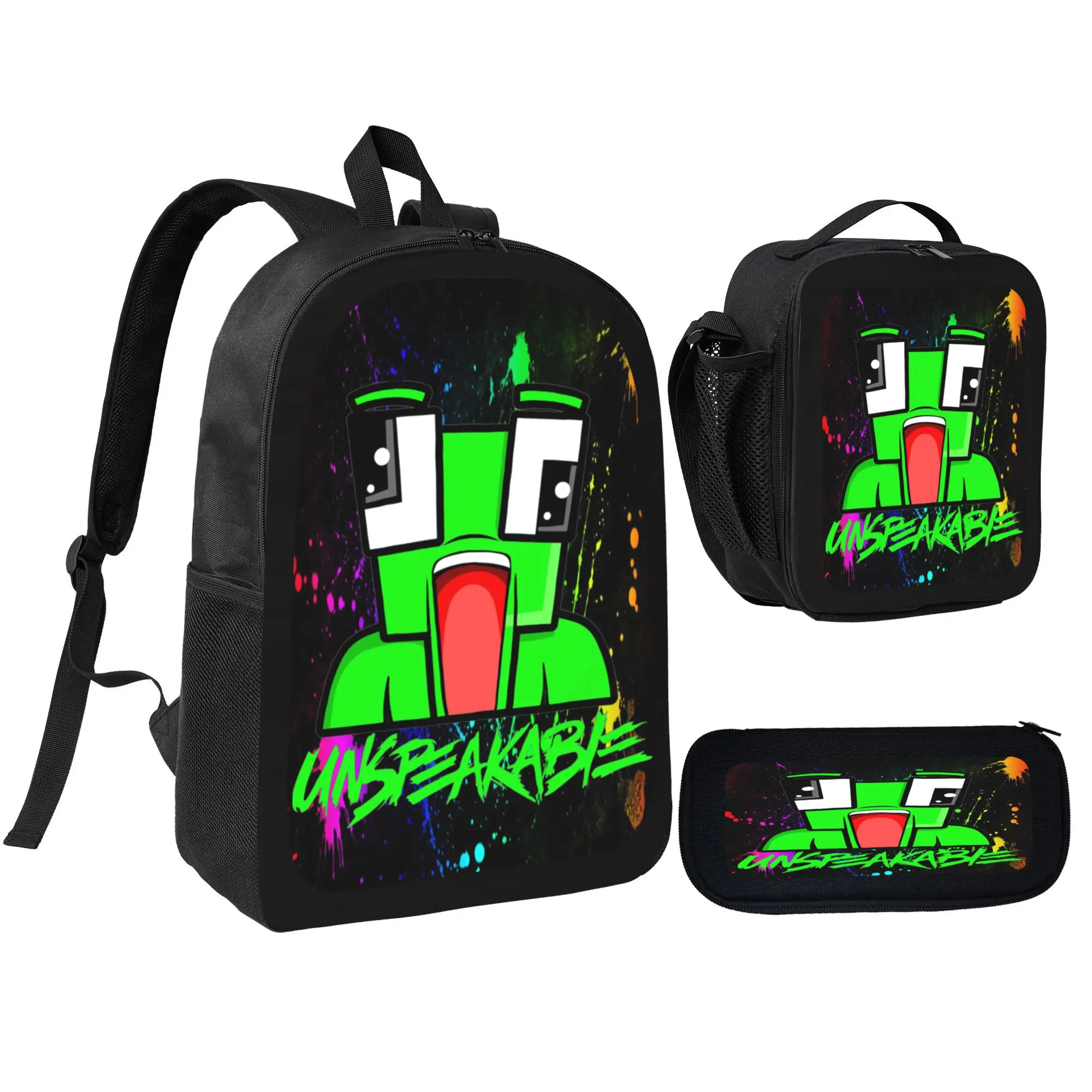 3PCS UnSpeakAble Backpack Daypack Gaming Shoulder Bag Leisure Travel Adjustable Strap Backpacks 17in
