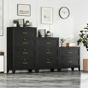 Metal Lateral File Cabinet with Lock, Wide Steel Filing Storage Cabinet – Legal/Letter/A4/F4 Size with Hanging Files & Key, Lockable Organizer for Home Office
