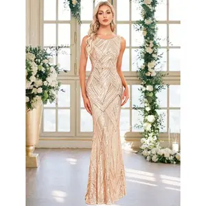Guest Formal Sequin Mermaid Hem Dress For WomenElegant Prom Evening Wedding Gown GraduationDinner