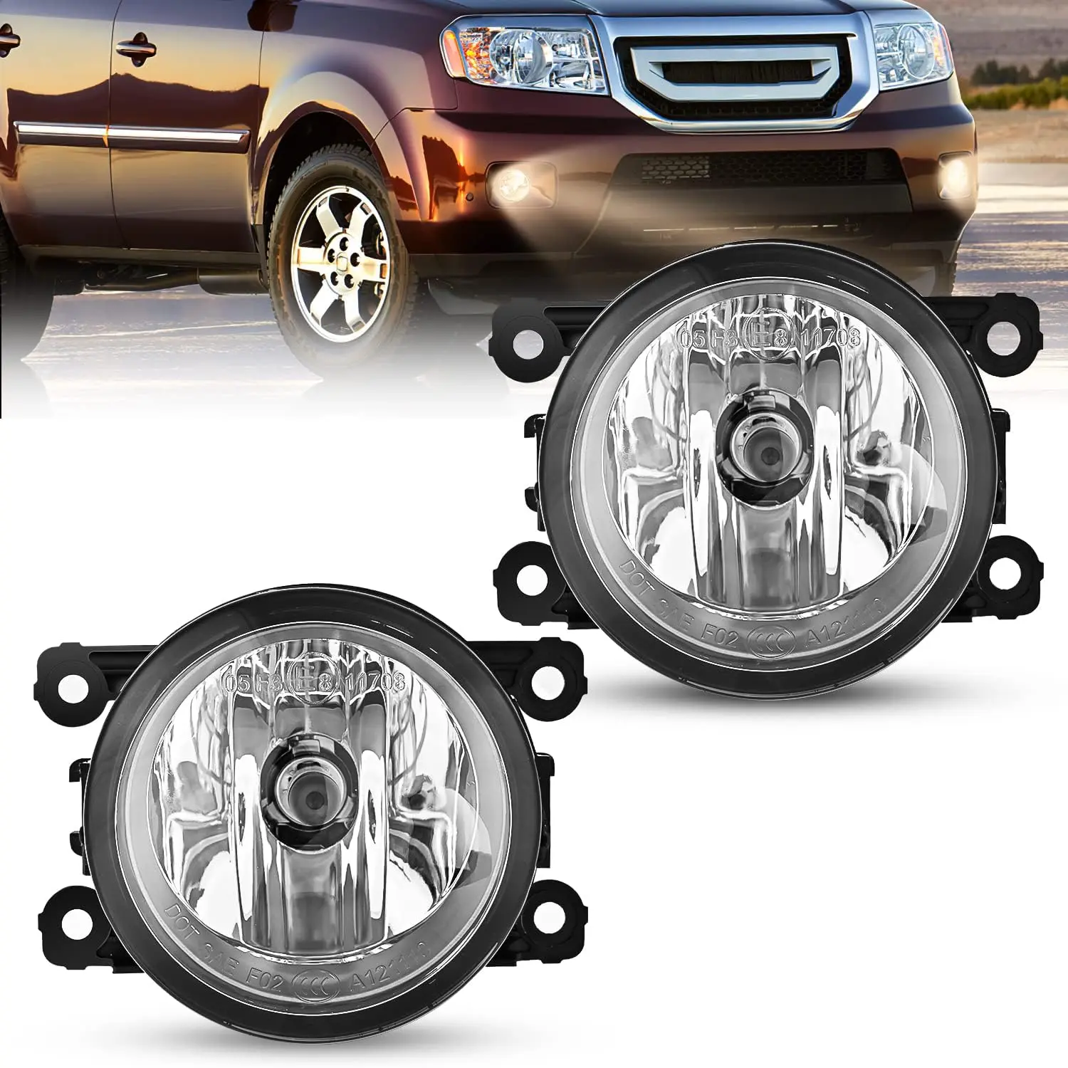 Nilight Fog Light Assembly - Car Light & Car Accessories Compatible with 2005-2014 Ford Mustang, Focus, Explorer, Ranger, Nissan Frontier, Lincoln Navigator, Honda Accord, Pilot, Accessories For Car
