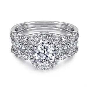 3 in 1 Brilliant Bridal Ring Set, Synthetic Moissanite High Quality Hypoallergenic Engagement Ring Set Sparkling Jewelry Gifts for Women