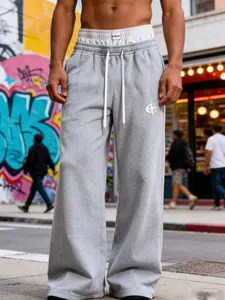 Men's Summer Casual Long Pants, Streetwear Trendy Fake Two-Piece Design, Comfortable and Stylish, Perfect for Daily Wear