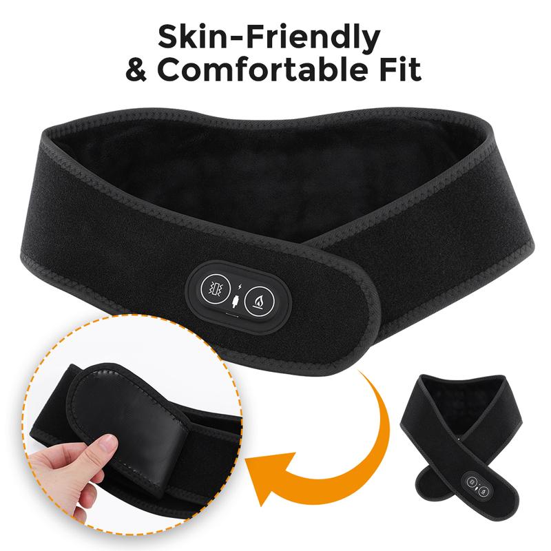 Electric Heating Neck Massager, Wireless Hot Compress Neck Wrap, 660nm & 850nm Light, 3 Vibration Levels, 3 Heating Levels, Suitable for Neck, Hands, Legs, and Wrists, Relaxation Aid