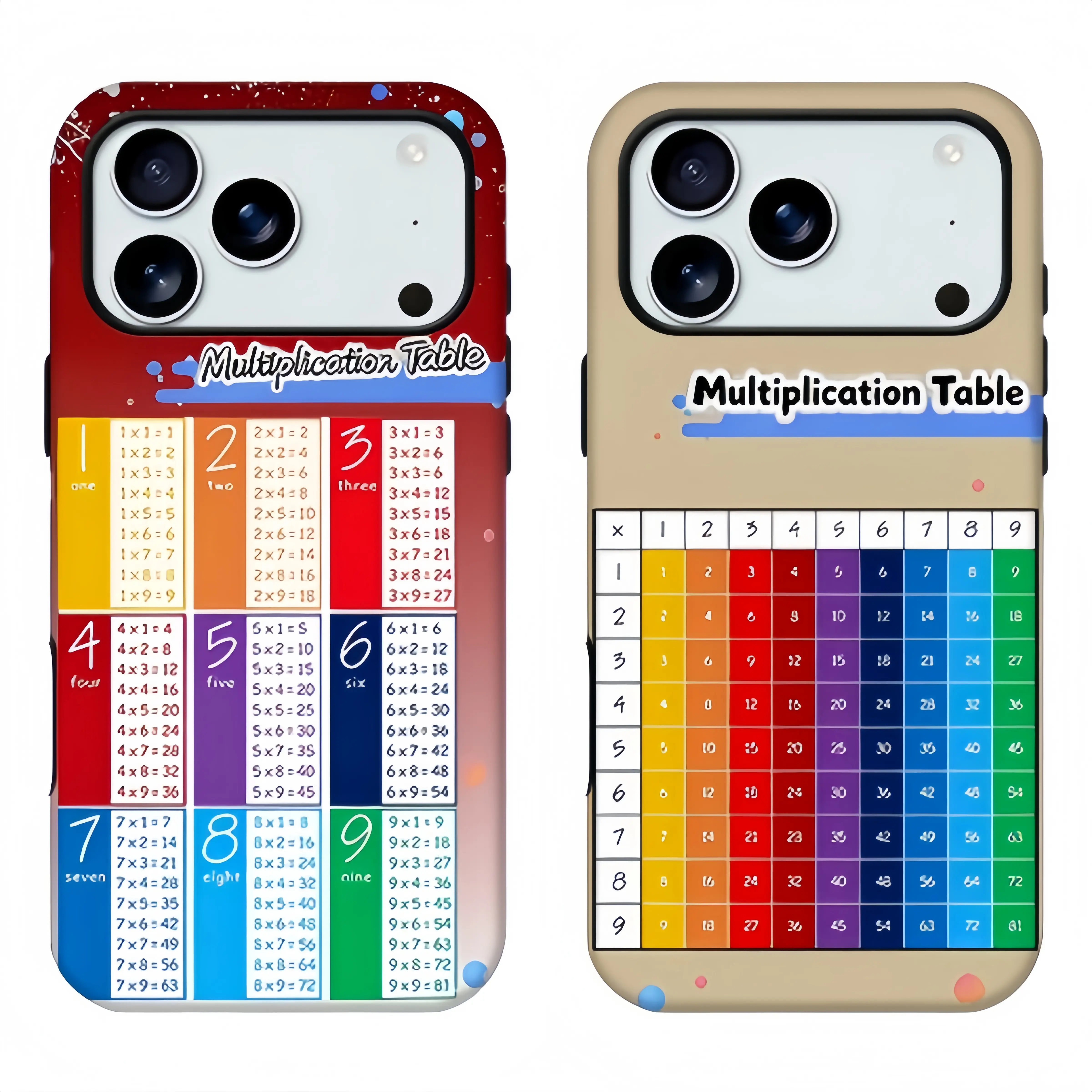 Colorful Multiplication Table Print Phone Case, Educational Math Learning Full Print Shockproof Cellphone Casing, Cute Student Funny Aesthetic Shell for iPhone11-17pro max and Samsung S21-S26 .Perfect for Her/HimGirly Phone Caseslovely gift