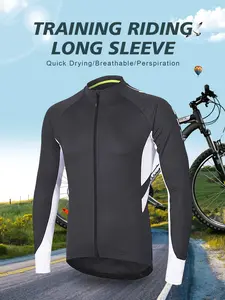 Men’s long-sleeve cycling jacket, non-slip, breathable, quick-drying, full-zip design, suitable for outdoor cycling#SummerVibes