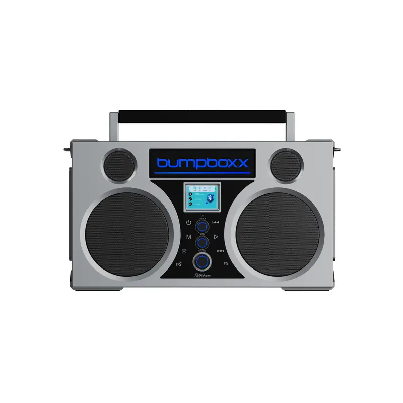 Bumpboxx Retroboom Vintage Portable Bluetooth Boombox - Remote-Controlled Rechargeable Stereo True Wireless Bluetooth Speakers, High-Watt Audio Device, Built-In Li-Ion Battery, Detachable Shoulder Strap, Portable No-Cable Speakers