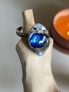 Powerful Evil eye blue Crystal ring | protect yourself from negativity, jealousy ,social media ,bad influences