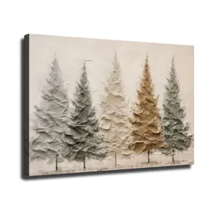 1pc Rustic Wooden Framed Christmas Tree Canvas Art Print - Vintage Farmhouse Style Wall Decor for Living Room, Bedroom, Home Office - Wrapped Canvas Frame, Perfect Holiday Gift, Wall Art Decor, Poster