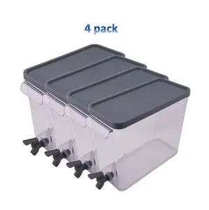 Mainstays 2-Gallon Acrylic Slim Fridge Dispenser 4 Pack, Gray, drink dispenser, refrigerator container, acrylic storage, beverage holder, kitchen organizer, cold drink storage