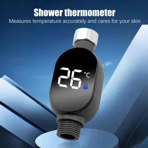 Shower Thermometer, Nut Size: 1/2 inch - Smart Thermometer for use with bottom shower outlets. Instantly displays shower temperature | Precise shower temperature sensor, digital water temperature monitor, Christmas gift.