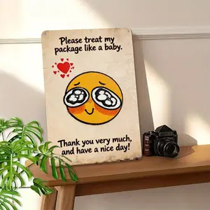 Vintage Aluminum Metal Sign - 8x12 Inch - Retro Funny Style Decor -Please treat my package like a baby Thank you very much and have a nice day! -Easy to Hang, Perfect for Home, Restroom, Office, Garden, Coffee Shop