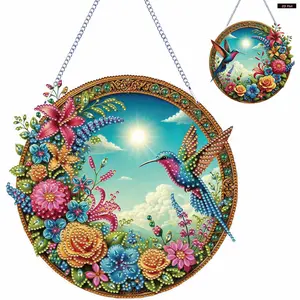 2D Flat DIY Special Shape Rhinestone Diamond Art Window Pendants Diamond Painting Set Hanging Diamond Art Kits Window Hanging Art for Home Decor