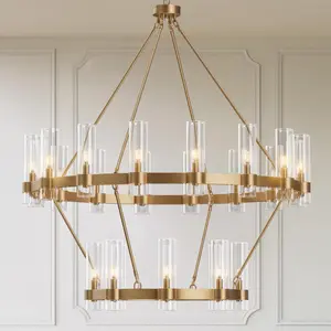 24-lights Chandelier,wagon Wheel Chandelier With Glass Shade