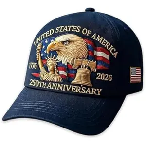 US 250th Anniversary Baseball Cap - Patriotic Eagle Embroidered Cap, Adjustable Cotton Baseball Cap for Both Men and Women