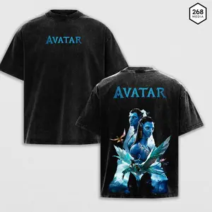 Jake Sully Neytiri Avatar The Way Of Water Blue World Aesthetic Vintage Washed Hoodie & Tee Unisex Oversize Heavyweight Cotton T-shirt Gift For Movie Fan