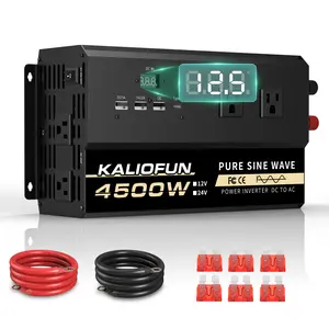 KALIOFUN 4500W Pure Sine Wave Inverter, 12V DC to 110V AC, Portable Car Power Converter, US-Style Plug, No Battery Required