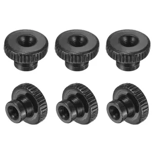 Knurled Thumb Nuts, 6 count M3 x 11 x 6mm Carbon Steel Knurled Nut, Adjusting Round Knobs Fasteners Nuts for 3D Printer Parts, Black