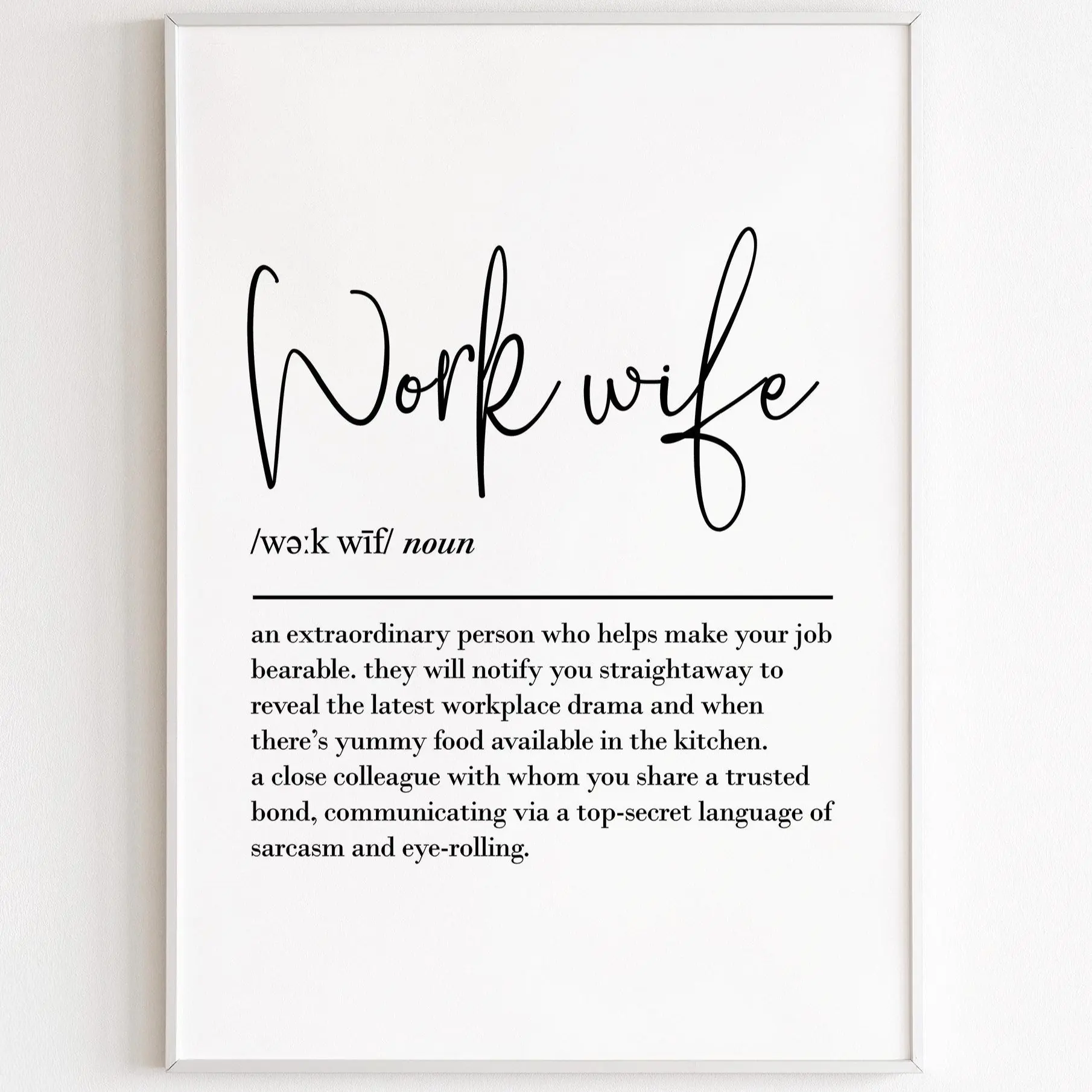 Work Wife Definition, Home Wall Art Decor, Work Wife Gift, Coworker Gift, New Job Gift, Gifts For Her Poster Prints No Framed, Gifts For Friend Lovers, Wall Decor, Wall Art Home Decor, Vintage Poster Art