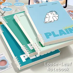 1pc A5/B5 Notebook Loose-Leaf, Notebook Refillable | Small Large Simple Cute Design Blue Green Color Notebook | Thickened Notebook for School, Work, Office, Journal Perfect for Daily Notes & Creative Journaling, Elegant Design for Bullet Journaling