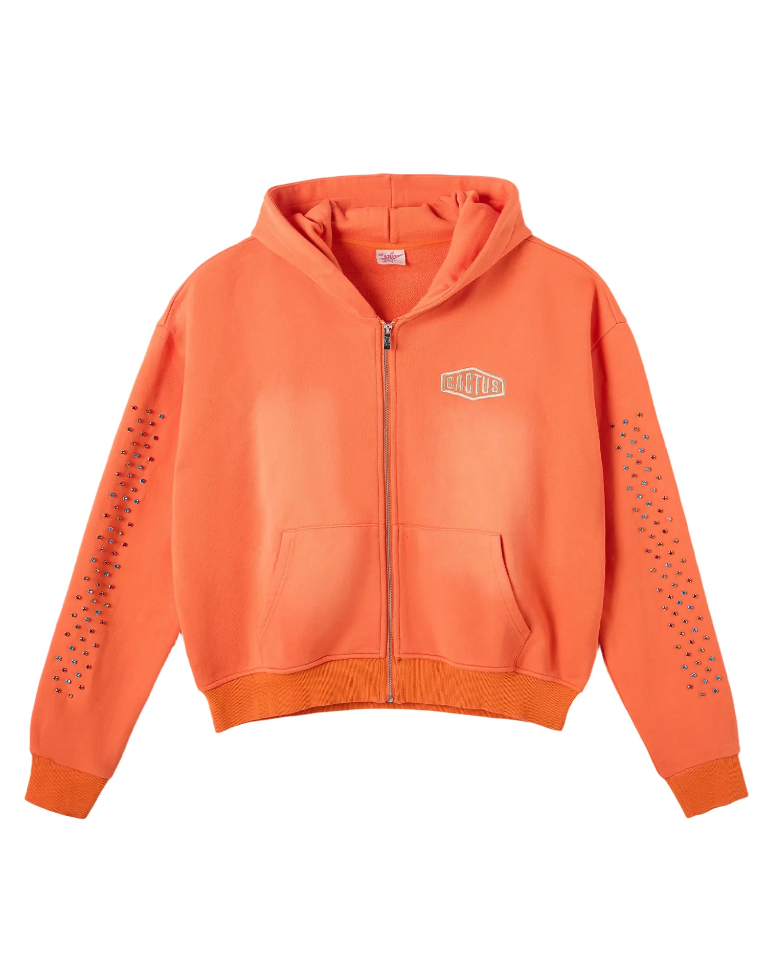 CRYSTAL CACTUS ZIP HOODIE - ORANGE