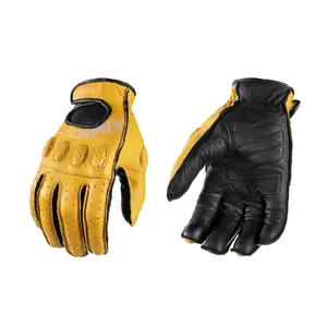 XIMA-Scout Full-Grain Goatskin Motorcycle Gloves for Men - Spring Summer Autumn Breathable Touchscreen Riding Gloves with Windproof & Waterproof Features