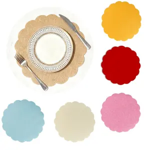 20pcs Linen Placemats Set, Boho Style Round Table Mats, Heat Resistant Farmhouse Decorative Mat, Kitchen Decorative Placemat for Dining Wedding Holiday Use