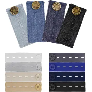 12 count Denim  Extenders, Adjustable Button Extension for Jeans and Pants, Elastic Pant Expander with 5 Slots and Denim Button Extension for Jeans, Maternity Waistband Set for Men and Women