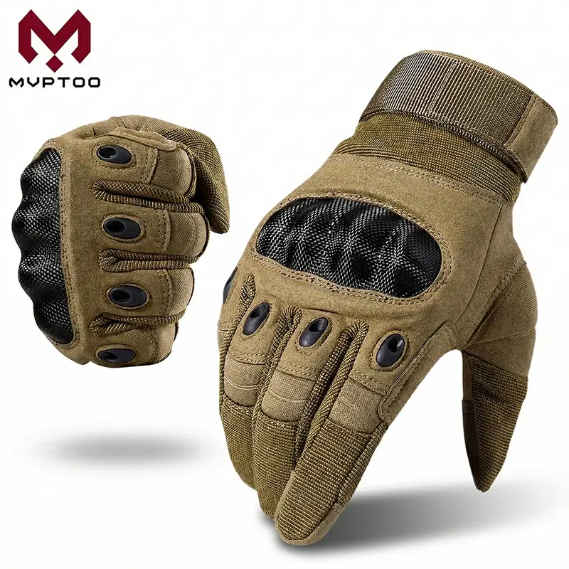 MVPTOO Hard Knuckle Touchscreen Deodorant Sports Gloves - Velcro Wrist Lock, Full Finger Safety Gear for Motorcycle Riding, Outdoor Activities (Size S)