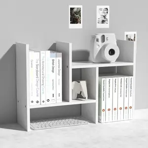 Kawaii Storage Desktop Organizer for Desk Space, Double H Plants Display Shelf, Adjustable Stackable Home Office Storage Rack for Office Dormitory (White*01)
