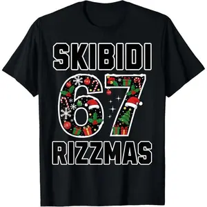 Solid Color Rizz Christmas 67 Funny Xmas Gen Alpha Skibidi Rizzmas 67 T-ShirtC516