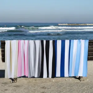 Striped Beach Towel for Men and Women, Microfiber Beach Towel, Small Hand Towels and Oversized Towels, Multi-Purpose Yoga Fitness Travel Swim Sport Camping Diving Surfing