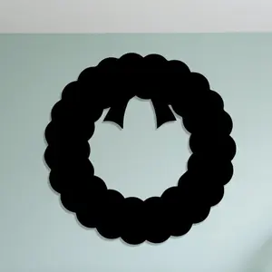 1 piece of minimalist black and white iron Christmas wreath wall decoration/wardrobe decoration - with leaf and winter green fruit design, durable holiday decoration, suitable for modern Scandinavian homes, Christmas decoration