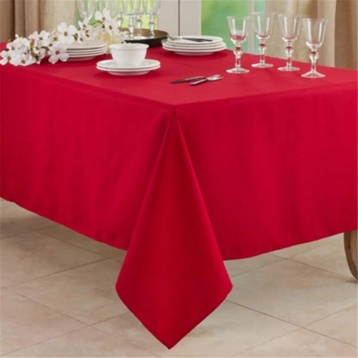 Saro Lifestyle 321.R60S 60 x 60 in. Casual Design Everyday Tablecloth, Red